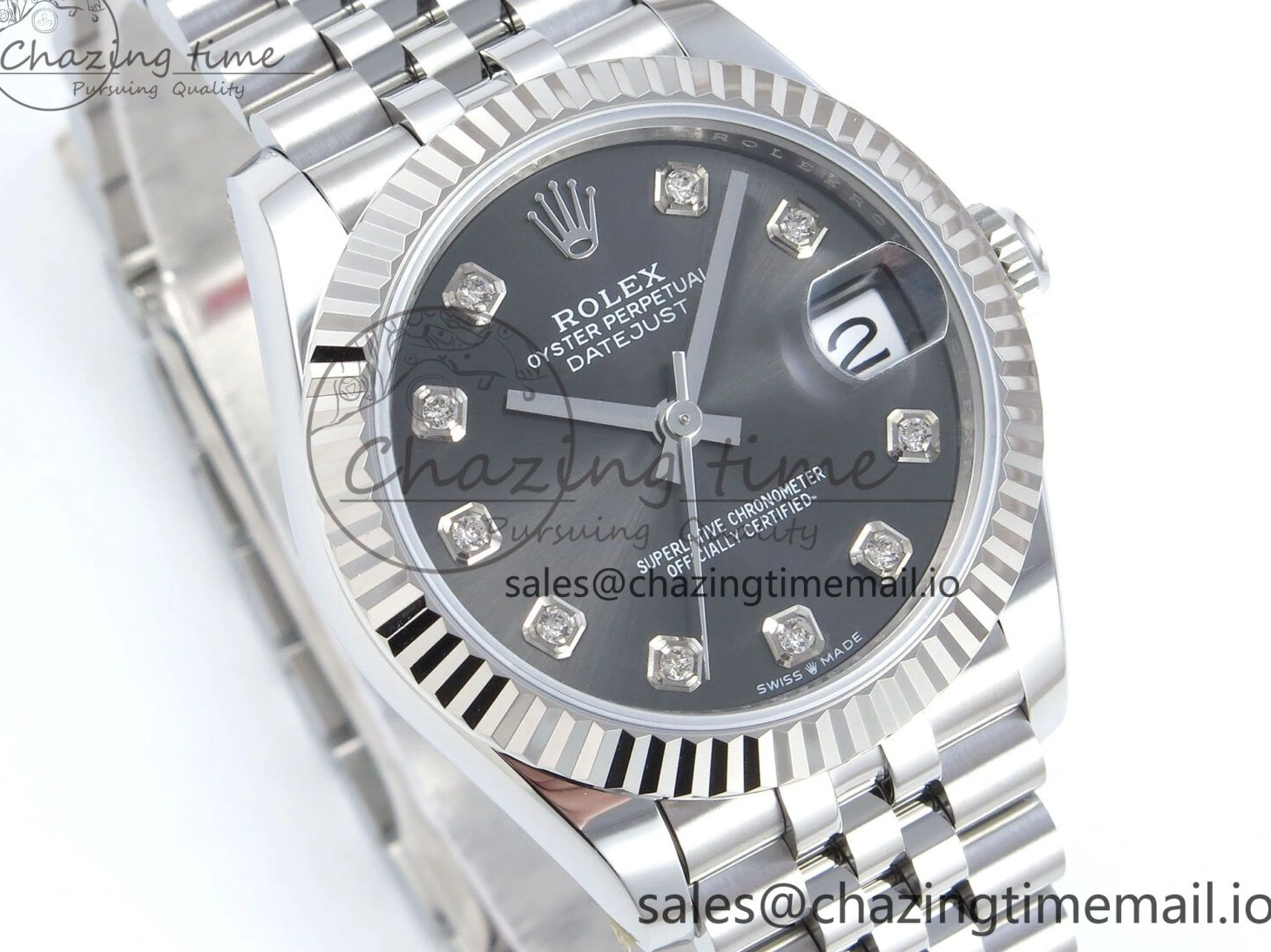 MiroTime 0304 DateJust 31 278274 ARF 1:1 Best Edition 904L Steel Gray Diamonds Dial on SS Jubilee Bracelet ETA OnTrend 541